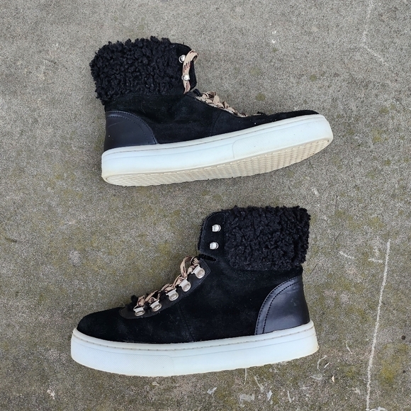 Sam Edelman Luther Shearling Sneaker Women 7 Shoes - Picture 7 of 9